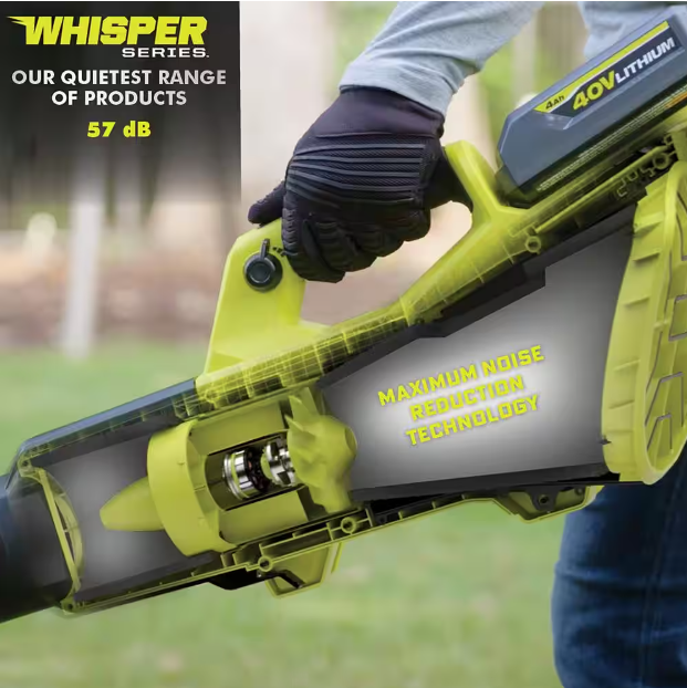 40V HP Brushless Whisper Series 190 MPH 730 CFM Cordless Battery Jet Fan Leaf Blower with (2) 4.0 Ah Batteries & Charger