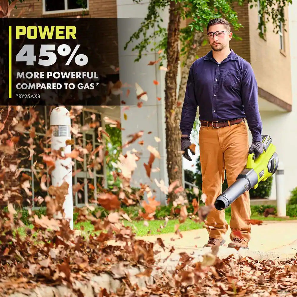 Ryobi 40V HP Brushless Whisper Series 190 MPH 730 CFM Cordless Battery Jet Fan Leaf Blower with (2) 4.0 Ah Batteries & Charger