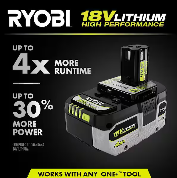 Ryobi ONE+ 18V Lithium-Ion HIGH PERFORMANCE Starter Kit with 4.0 Ah Battery and Charger